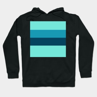 A solitary pattern of Water, Tiffany Blue, Blue-Green and Marine Blue stripes. Hoodie
